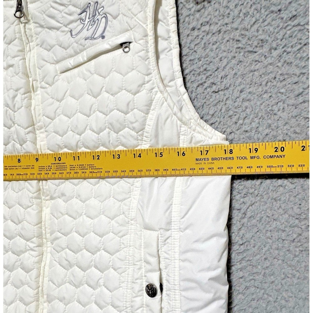 Womens Harley Davidson S‎ Cream Honeycomb Quilted Puffer Vest Embroidered - Picture 3 of 12